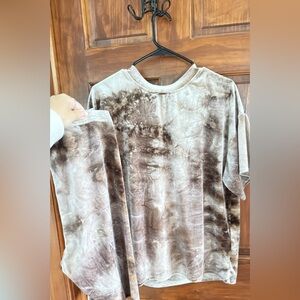 Brown Tie-Dye Velvet Top and Biker short Set